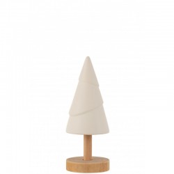 Arbre de Noël en céramique blanc - naturel 9x9x22 cm
