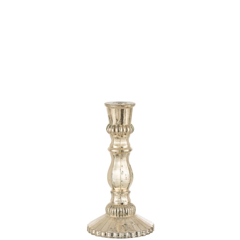 Candelabro oriental em vidro prateado 12x12x23 cm Candelabro oriental em vidro prateado 12x12x23 cm