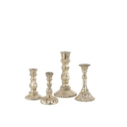 Candelabro oriental cristal plata Alt. 23 cm
