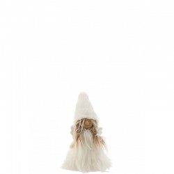 Chica invierno resina/tela blanco Alt. 19 cm