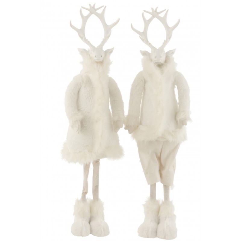 Assortiment de 2 rennes debout et habillé blanc