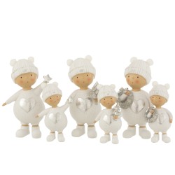 Niño invierno resina blanco/plata surtido de 3 Alt. 17 cm