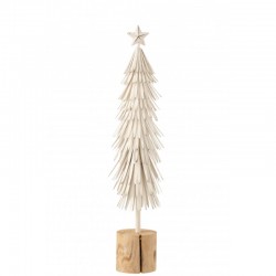 Sapin de Noël décoratif à led en métal blanc 14x14x48 cm