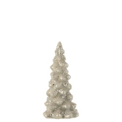Sapin de Noël décoratif à led en verre argent 10x10x20 cm