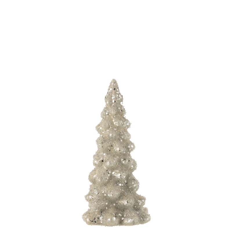 Árvore de Natal decorativa com efeito gelado em vidro prateado 10x10x20 cm
