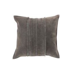 Coussin carré avec ligne en cuir gris foncé 43x43cm