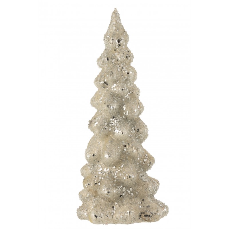 Sapin de Noël décoratif à led en verre argent 14x14x35 cm