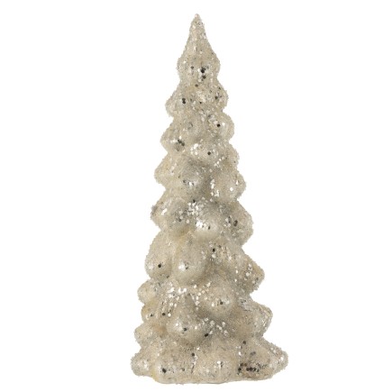 Árbol de Navidad decorativo led en cristal plateado 14x14x35 cm