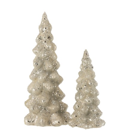 Sapin de Noël décoratif givré en verre argent 14x14x35 cm