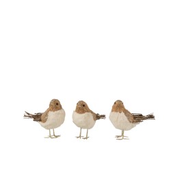 Set de 3 oiseaux en bois naturel 21x9x18 cm