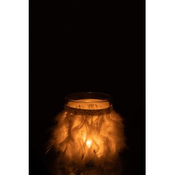 Photophore en verre blanc 10x10x12.5 cm