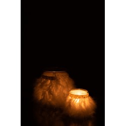 Photophore en verre blanc 10x10x12.5 cm