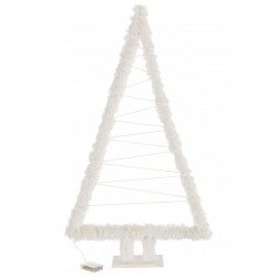 Árbol de Navidad decorativo de madera blanca 64x13x109 cm