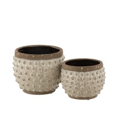 Cache-pot rugueux en céramique blanc 19x19x16 cm