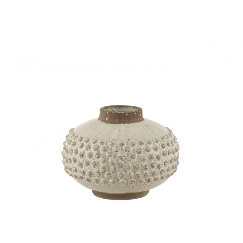 Vase boule en céramique blanc 29x29x21 cm