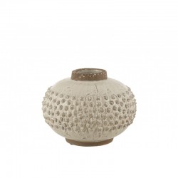 Vase boule en céramique blanc 34x34x24 cm