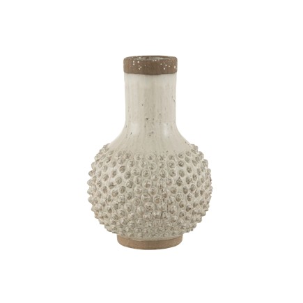 VASE POINTU LONG CERAMIQUE BLANC / GRIS 45 cm