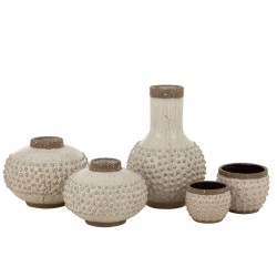 VASE POINTU LONG CERAMIQUE BLANC / GRIS 45 cm
