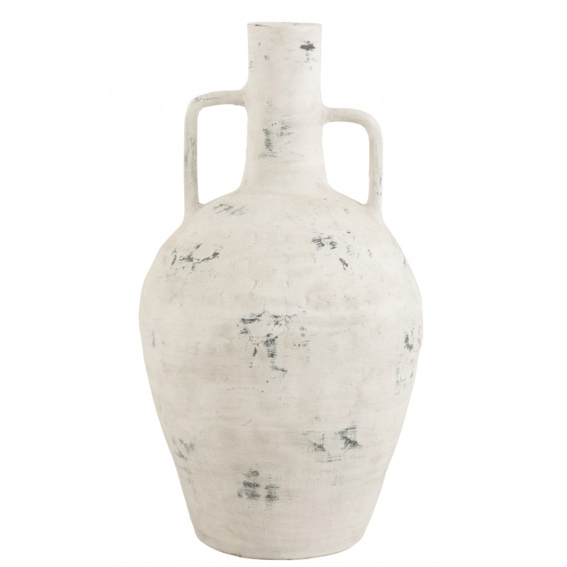 VASE TACHETE ANSE CERAMIQUE BLANC / GRIS 69 cm Vase Haut Vase Haut