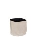 Cesta de almacenamiento redonda baja de piel beige Alt. 35 cm