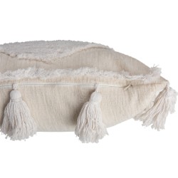 Coussin carré avec floches en polyester blanc 45x45cm
