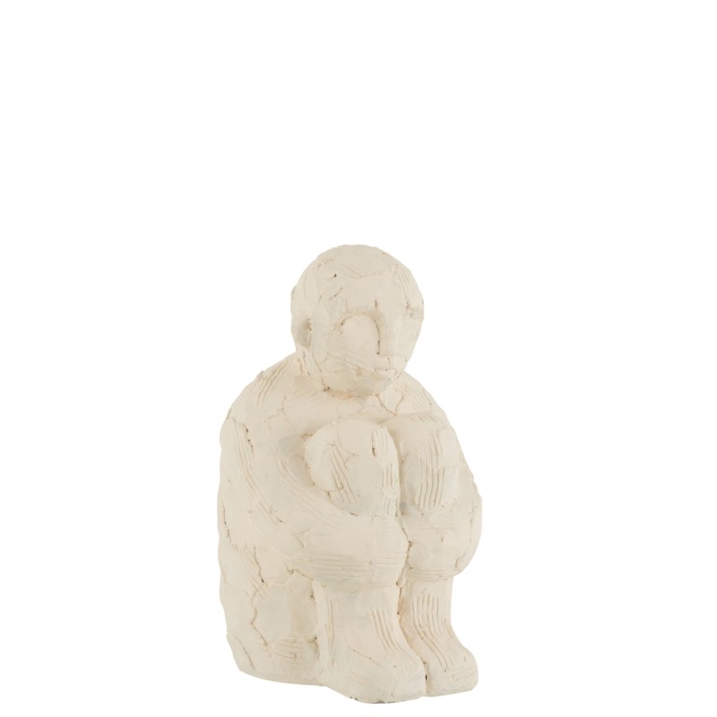 Figura sentada em cimento branco 17x14x24 cm Figura sentada em cimento branco 17x14x24 cm