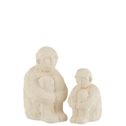 Personnage assis en ciment blanc 17x14x24 cm