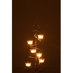 Arbre avec photophores en métal argent 23x21x50 cm