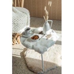 Peau de lapin en fourrure blanc 45x34x1 cm