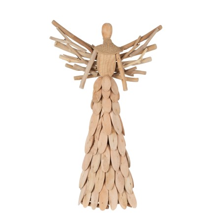 Ange avec écharpe en branches de bois naturel en bois naturel 35x11x58 cm