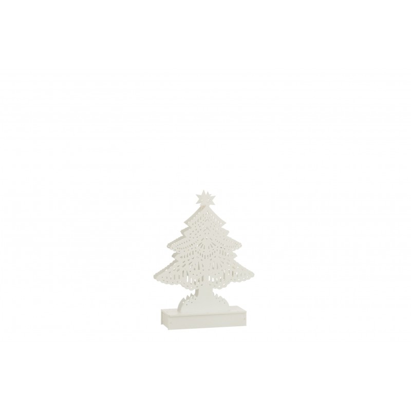 Sapin de noël Led en bois blanc 15x4x23 cm