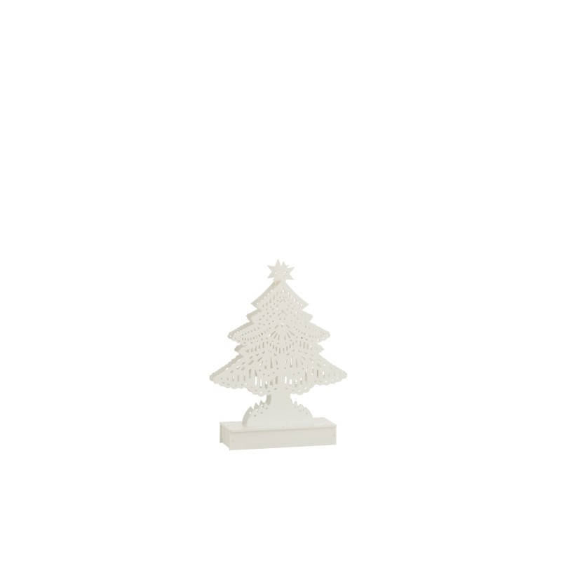 Sapin de noël Led en bois blanc 15x4x23 cm