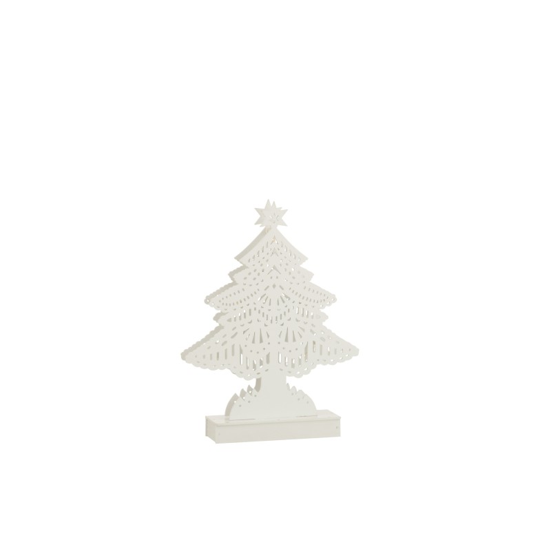 Sapin de noël Led en bois blanc 19x5x28 cm