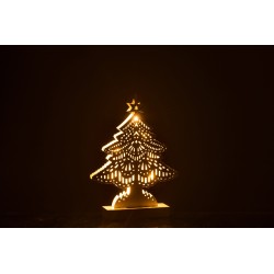 Albero di Natale a LED in legno bianco 19x5x28 cm