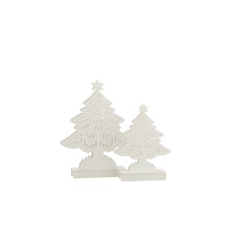 Albero di Natale a LED in legno bianco 19x5x28 cm