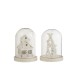 Set de 2 cloches avec décoration de Noël en bois blanc 13x13x17 cm