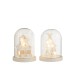 Set de 2 cloches avec décoration de Noël en bois blanc 13x13x17 cm