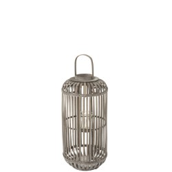 Lanterne cylindrique en bois gris
