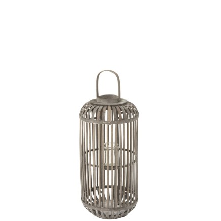 Lanterne cylindrique en bois gris