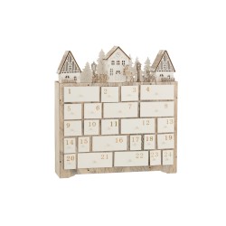 Calendrier de l'avent avec led en bois beige H40cm en bois beige 36x9x40 cm