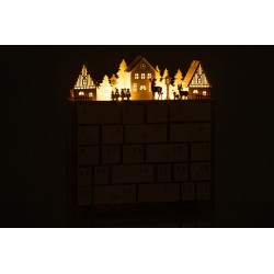 Calendrier de l'avent avec led en bois beige H40cm en bois beige 36x9x40 cm
