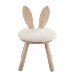 Chaise avec oreille de lapin en bois blanc 35x35x56.5 cm
