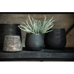 Vaso di fiori irregolare in ceramica nera H18cm
