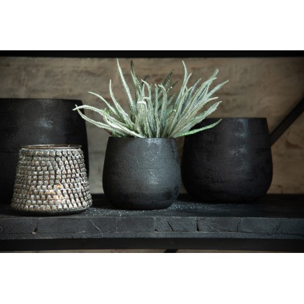 Vaso di fiori irregolare in ceramica nera H18cm