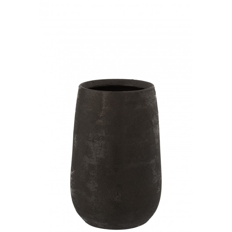 Vase irrégulier rugueux en céramique noir 19x31 cm