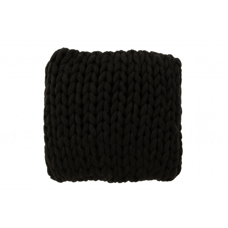 Coussin carré tricoté en acrylique noir 40x40cm
