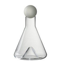 Carafe moderne avec bouchon rond en verre transparent H28cm