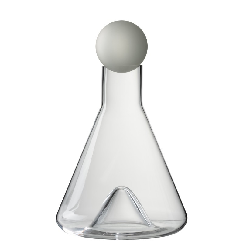 Carafe moderne avec bouchon rond en verre transparent H28cm