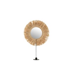 Miroir rond sur socle en Raphia naturel 41x9x51 cm