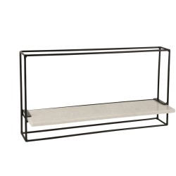 Estantería mural 1 balda hierro/mármol negro/blanco 65x35 cm